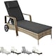 image 9 of Sun Lounger - 6-position backrest, weather & UV-resistant, soft pillow, two wheels Grey | Light Grey