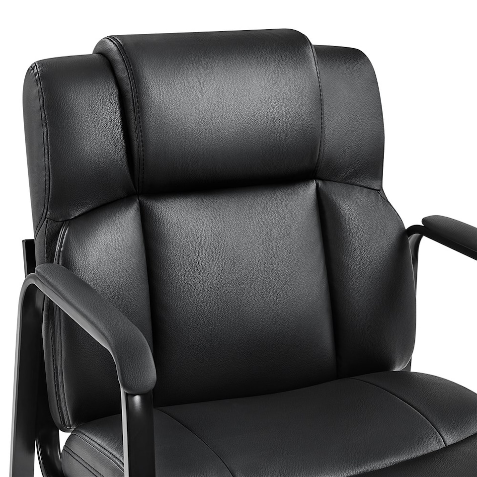 image 1 of Yaheetech Set of 2 Faux Leather Office Guest Chairs Black Black