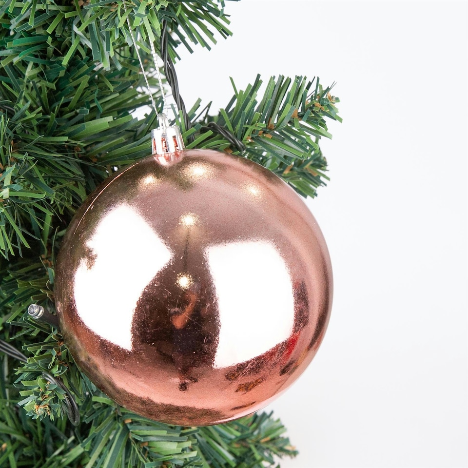image 1 of 10cm/6Pcs Christmas Baubles Shatterproof Rose Gold,Tree Decorations