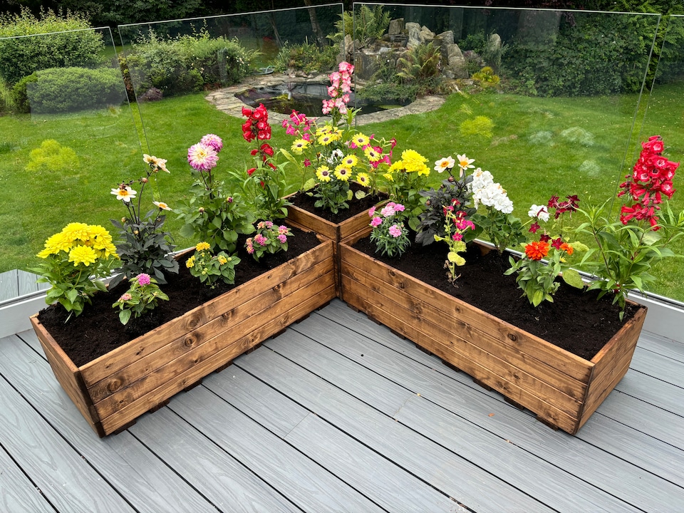 image 1 of Berwick Corner Wooden Planter Set - Fully Assembled