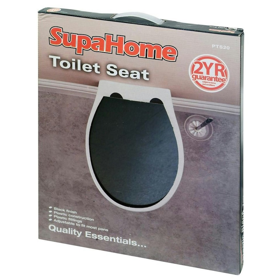 SupaHome Plastic Toilet Seat - Black - One Size