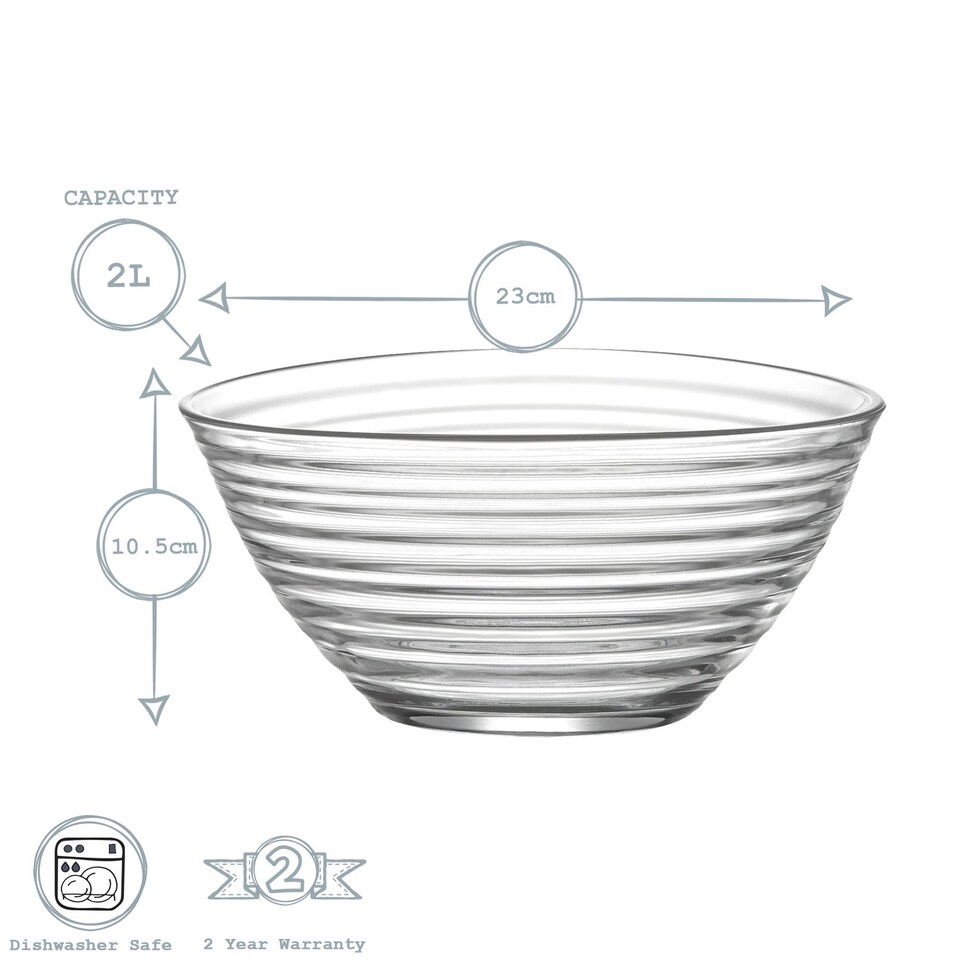 image 1 of LAV Derin Glass Serving Bowl - 23cm - Clear | Clear | Clear