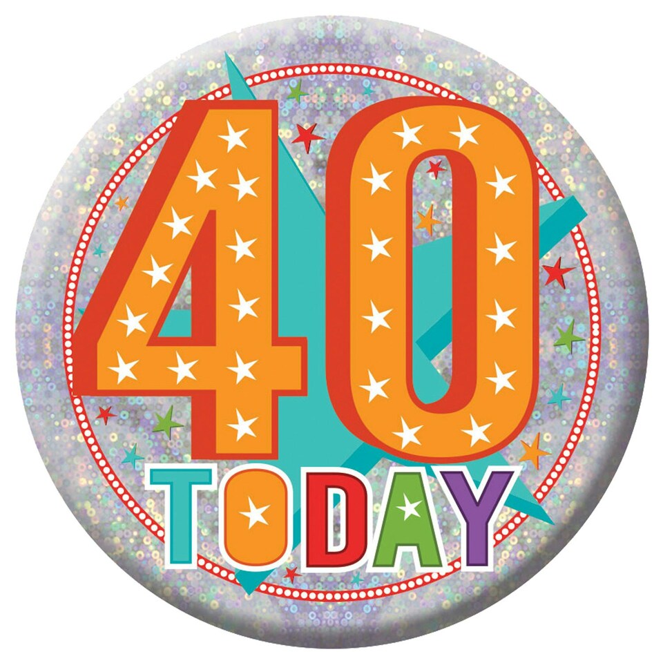 Amscan Today Holographic 40th Birthday Badge - Multicoloured - One Size