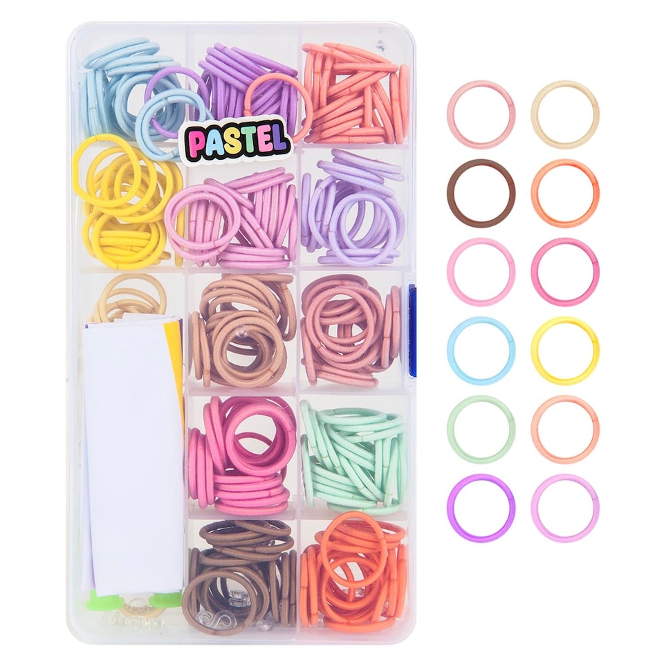 image 1 of PMS Loom Bands Pastel 250-Piece Set in Clear Storage Box - 17cm x 10cm
