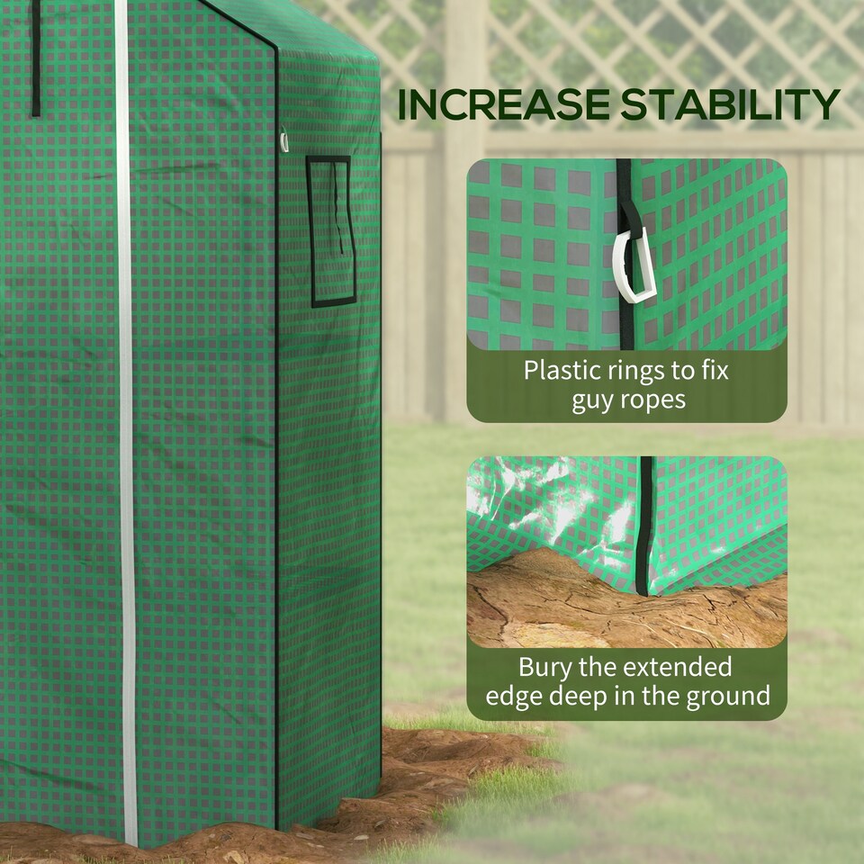 image 1 of Outsunny PE Greenhouse Cover Replacement with Door and Mesh Windows, Green