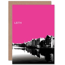 Leith Shore Edinburgh Pink Scottish Scotland Card