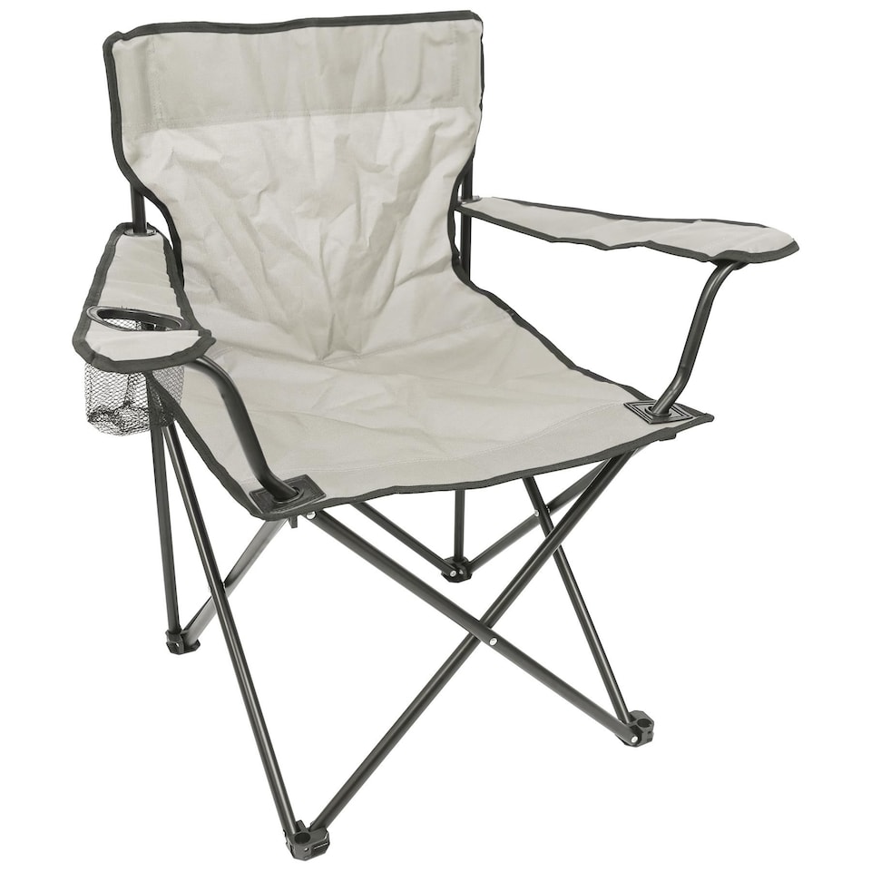 image 1 of Harbour Housewares Folding Canvas Camping Chairs - Matt Black/Beige - Pack of 4