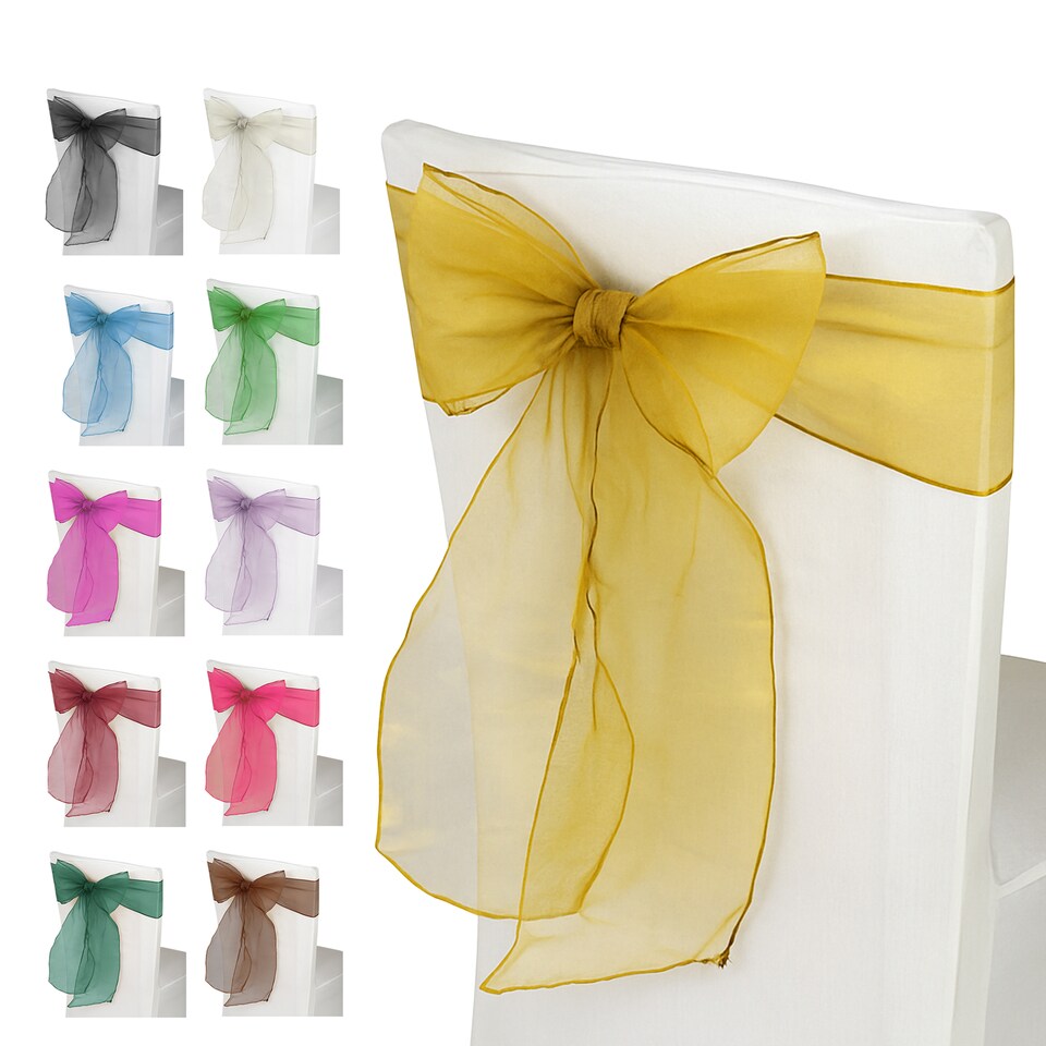 image 1 of 17 x 280cm Organza Chair Sashes, Sheer Sash Ties - 25pcs