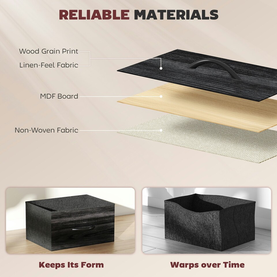 image 1 of HOMCOM Fabric Chest of Drawers, 10 Drawer Dresser for Bedroom, Black | Black