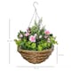 image 5 of Outsunny Pack of 2 FauPlant Artificial Lisianthus Flowers Hanging Planter with Basket for Indoor Decoration, Pink