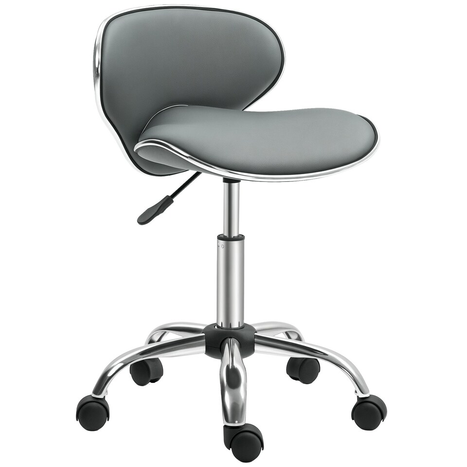 image 1 of HOMCOM Office Chair Beauty Salon Rolling Technician Stool Chair Grey