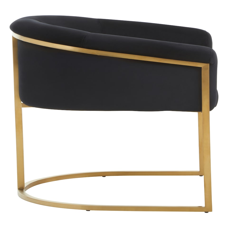 image 1 of Interiors by Premier Black Velvet Dining Chair with Arms, Matte Gold Base Armchair for Dinner, Dining Room, Home and Office