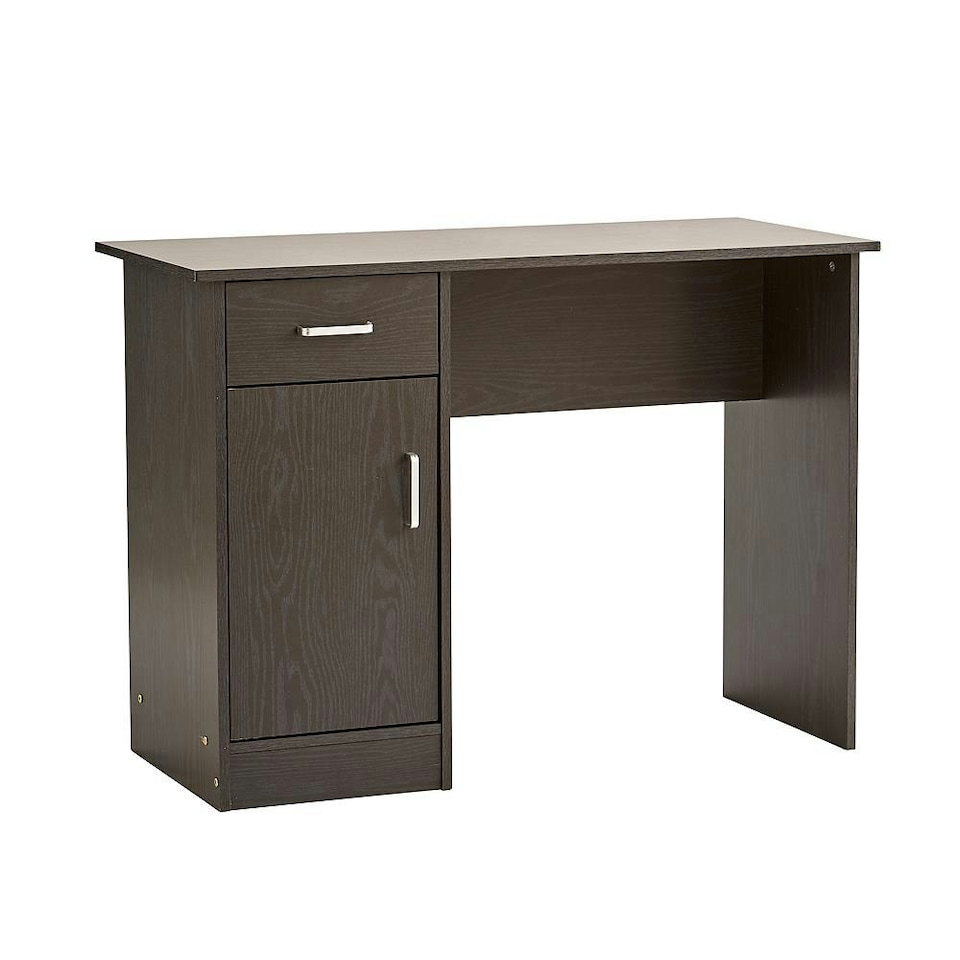 image 1 of Computer Desk 1 Drawer 1 Door Compact Workstation Home Office Table Black