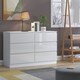 image 7 of FWStyle Carlton 6 Drawer Wide 3+3 Chest Of Drawers - White Gloss Front