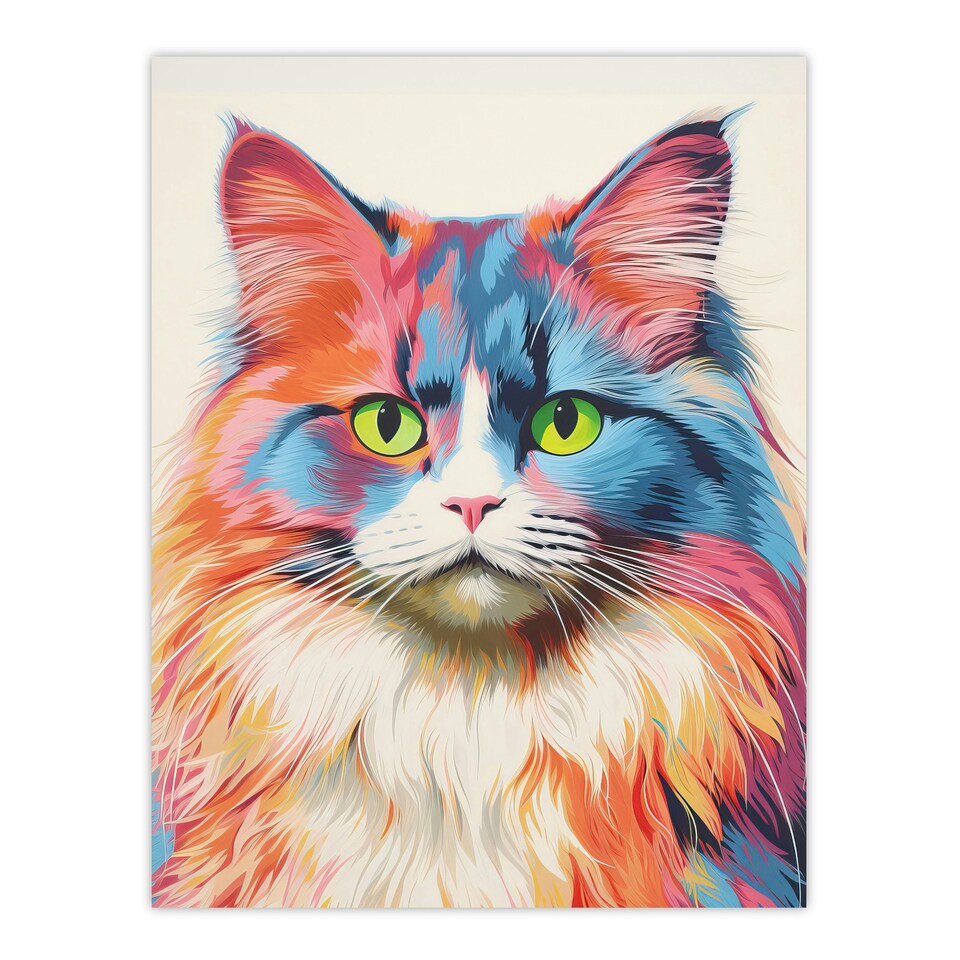 image 1 of Ragdoll Cat Screen Risograph Spot Block Black Framed Wall Art Print A4