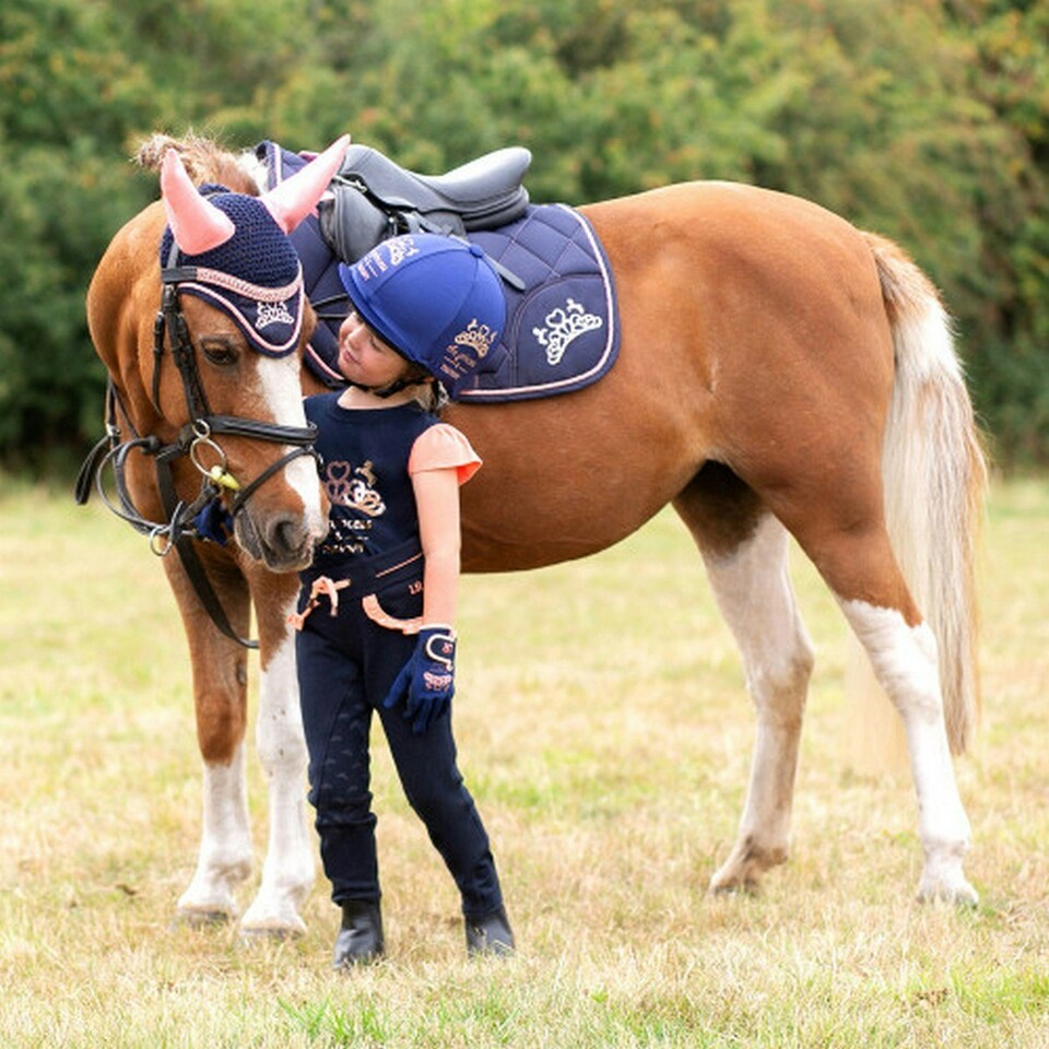 image 1 of Little Rider The Princess And The Pony Horse Fly Veil - Navy/Peach - Pony/Cob