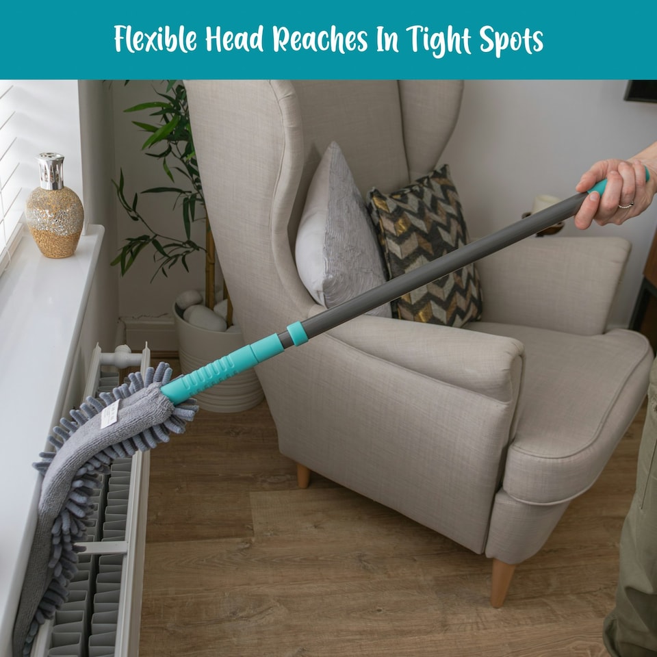 image 1 of JVL Flexible Chenille Head Duster with Extendable Handle, Grey