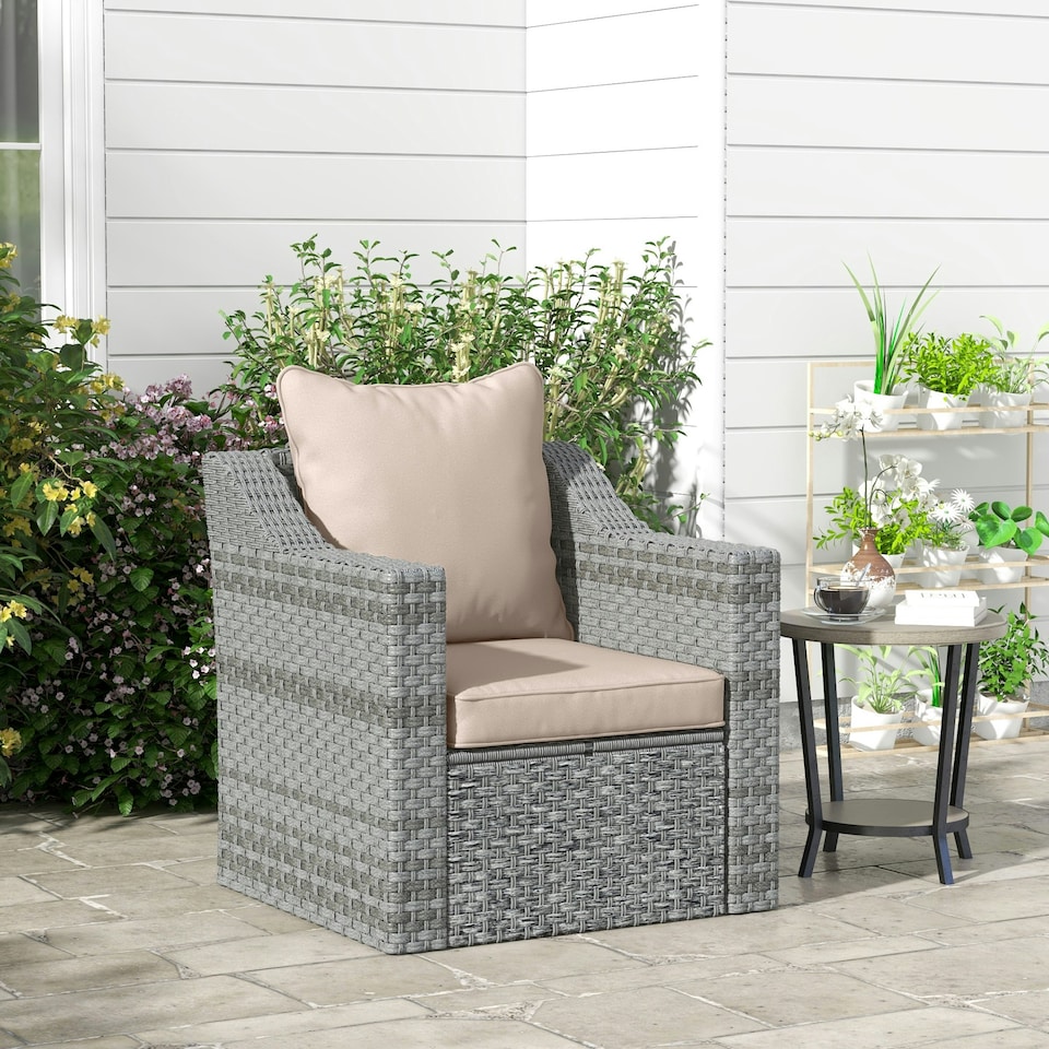 image 1 of Outsunny Garden Chair Cushion Set with 1 Seat and 1 Back Pad White | Beige