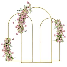 Outsunny Wedding Arch Frame Set, 2.2, 2, 1.8 m Arch Backdrop Stand Gold Tone