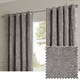 image 1 of Paoletti Lustre Velvet Fully Lined Eyelet Curtain Pair, Pewter, (W) 229 x (D) 183cm | Grey | Pewter | 1