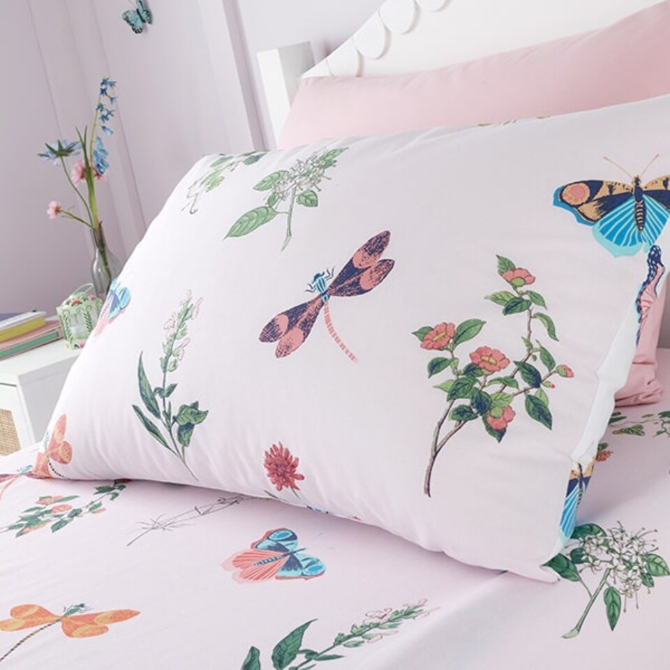 image 1 of RHS Childrens Butterfly Garden Single Duvet Set Pink Pink | Single