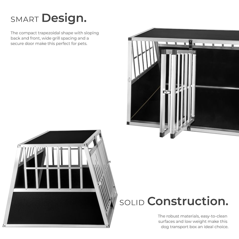 image 1 of Dog Crate Double - angled back wall, aluminium transport box, lockable