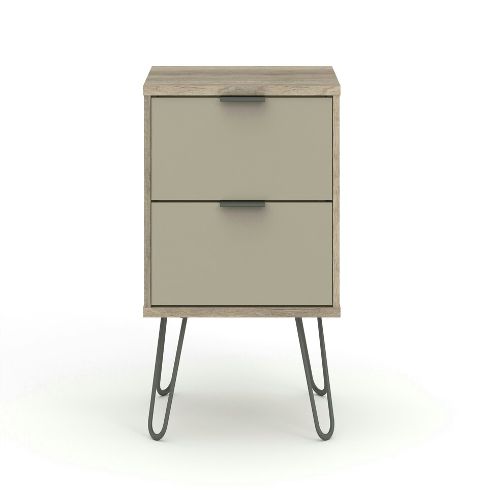 image 1 of Core Products Augusta Driftwood 2 Drawer Bedside Cabinet H57.0cm x W45.0cm x D39.5cm Cream