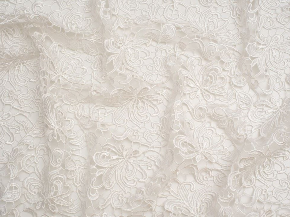 Minerva Core Range Cream Heavy Guipure Lace Fabric for Bridal, Dressmaking, 137cm / 53" Wide - per metre