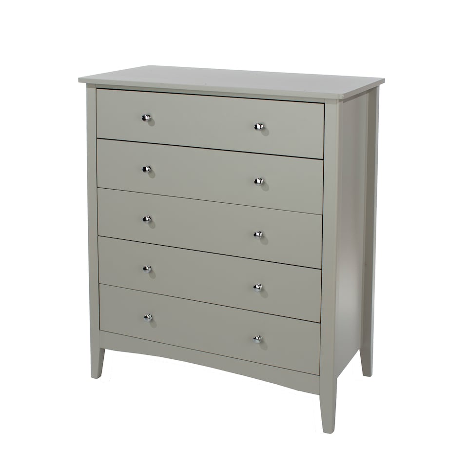 image 1 of Como 5 Drawer Chest of Drawers - Shaker Style Bedroom Storage Cabinet with Space Saving Design | Grey | Grey | 1