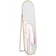 image 1 of HOMCOM 40  160cm Full Length Mirror, Floor Standing or Leaning Against Wall Tall Mirror with Support Frame, Oval Full Body Mirror for Bedroom, Living Room, Gold Tone