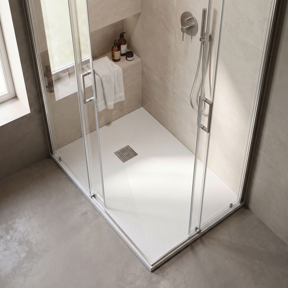 image 1 of Balterley Premium Slimline Rectangular Shower Tray | White | White Slate | 1