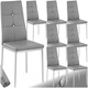 image 1 of Dining Chair Set - high backrest, slim steel legs & rhinestone highlights - Set of 8 Grey