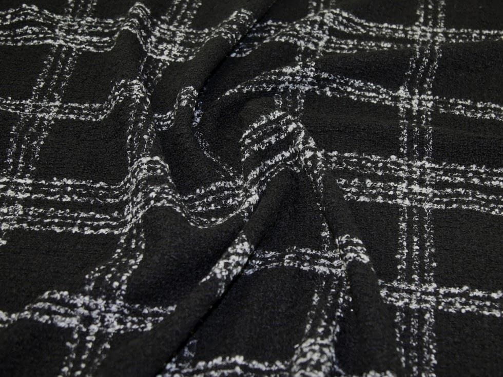 Black Textured Wool Coating Fabric for Dressmaking, 150cm / 59" Wide - per metre