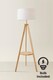 image 4 of ValueLights Morrigan White Shade Wooden Tripod Floor Lamp & Bulb | White