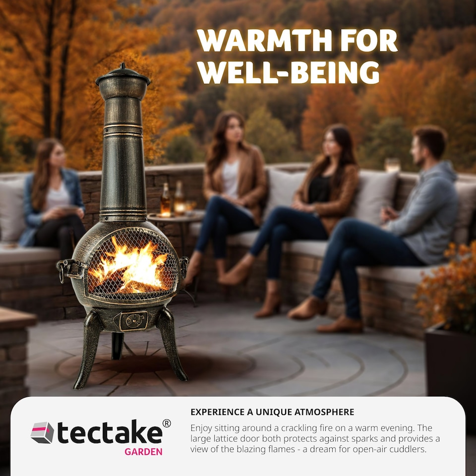 image 1 of Fire Pit - cast iron chiminea, removable grid shelf, air supply regulator