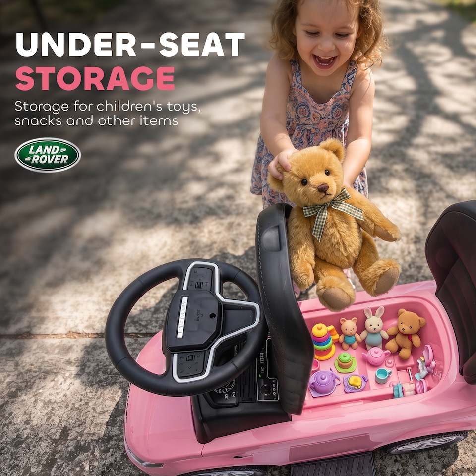 image 1 of AIYAPLAY Land Rover Licensed Baby Push Car, 2-in-1 Ride on Car, Pink