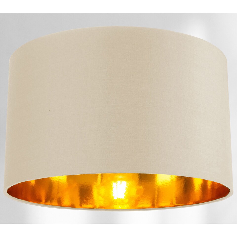 image 1 of Contemporary Cream Cotton 14 Table/Pendant Lamp Shade with Shiny Copper Inner | Cream