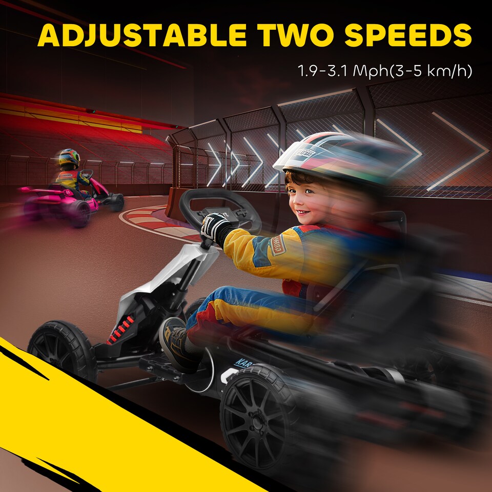 image 1 of HOMCOM 12V Electric Go Kart w/ Forward Reversing 2 Speeds for 3-8 Yrs White