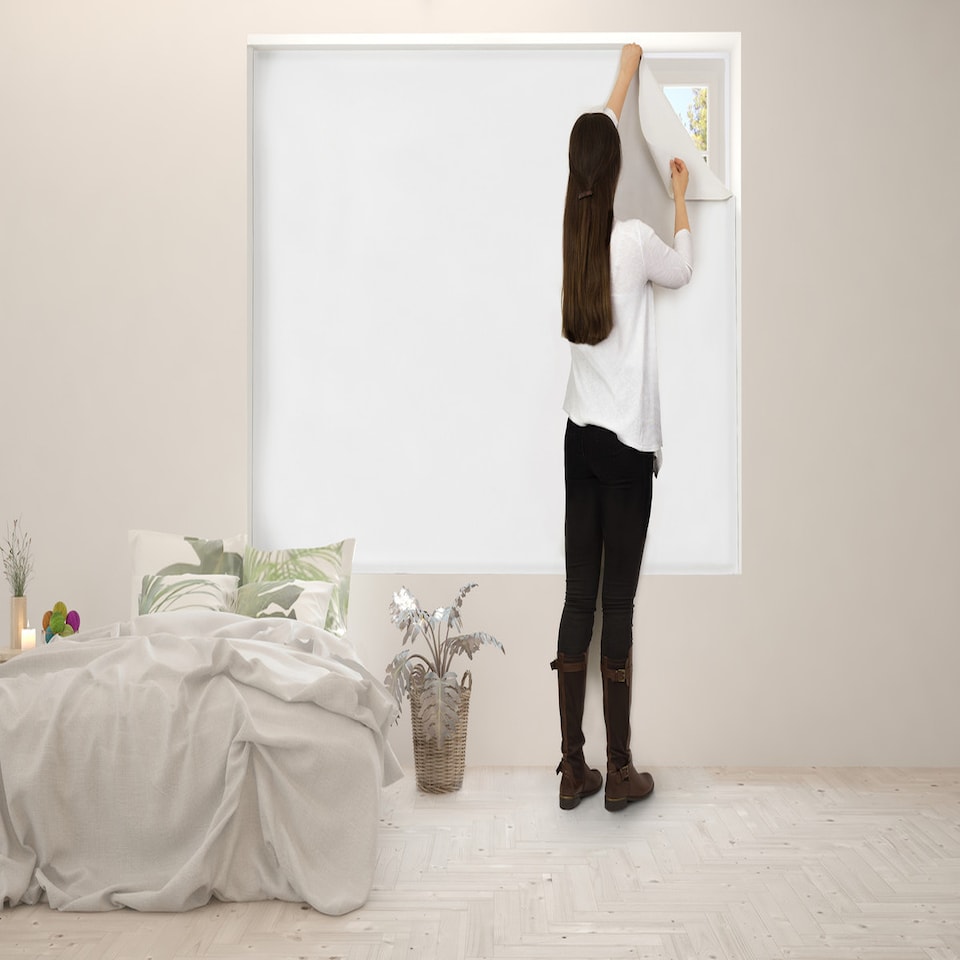 image 1 of Easyblinds easynight premium blackout blind, White, complete blackout, self-adhesive attachments, cut to size,shape up to 200x135cm | White | White | Not provided | 1