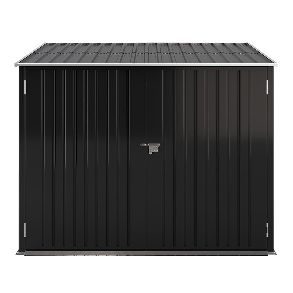image 1 of Living and Home Galvanized Steel Outdoor Bicycle Storage Shed, Black | Black | 1