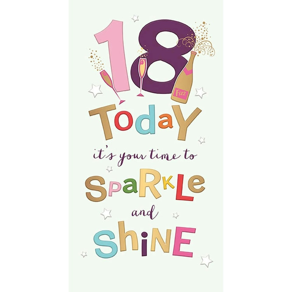 Words 'n' Wishes Woman's 18th Birthday Card, 23 x 16 cm, Foil Embossed Finish