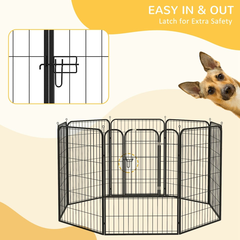 image 1 of PawHut 8 Panels Heavy Duty Puppy Play Pen for Large, Medium Dogs 100Hcm