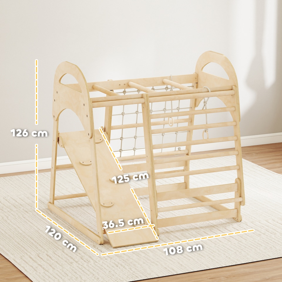 image 1 of AIYAPLAY 6 in 1 Kids Climbing Frame with Slide, Monkey Bars, Ladder