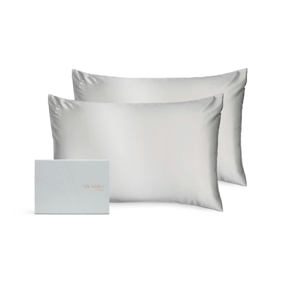 image 1 of Silk addict 100% Mulberry Silk Pillowcase Twinpack - Silver Silver