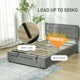 image 8 of HOMCOM Double Bed Frame with Storage and Adjustable Velvet Headboard, Grey