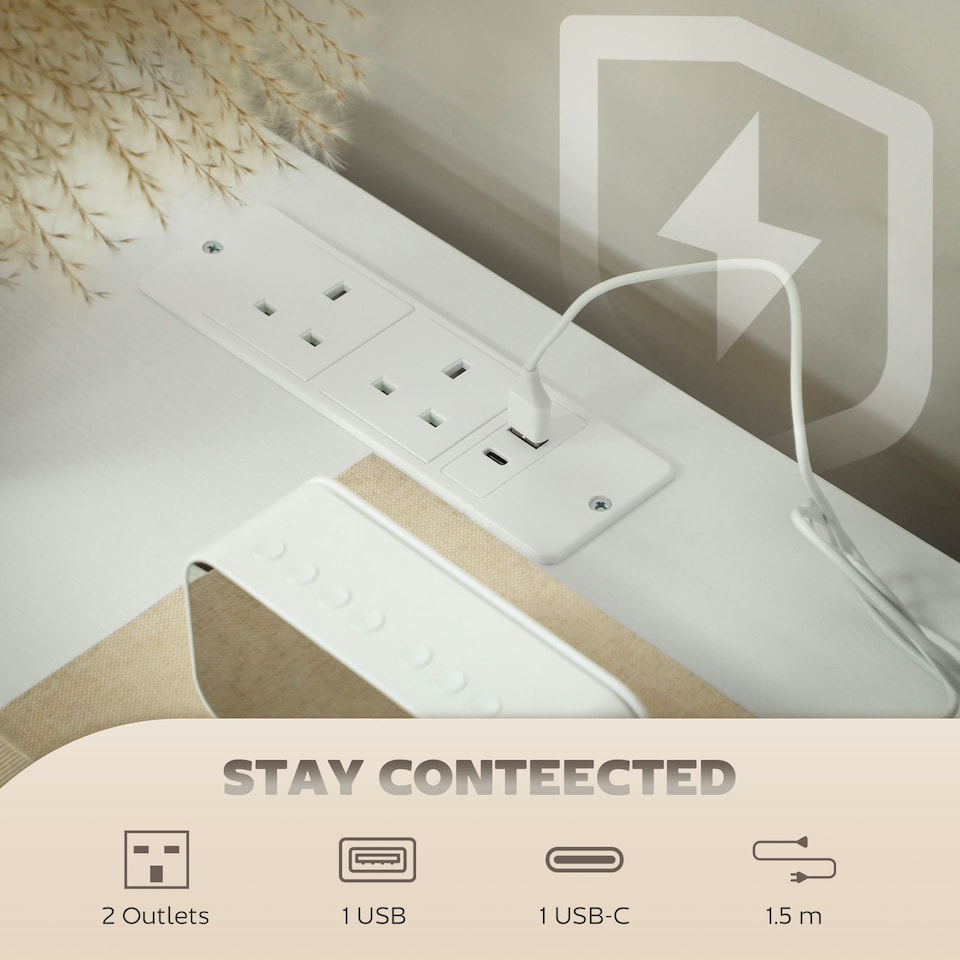image 1 of HOMCOM Boucle Chest of Drawers, 2 USB & 2 AC Ports, 8 Drawers Dresser Cream