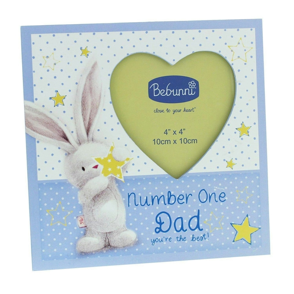 image 1 of Bebunni Polka Dot Wooden Heart Photo Frame 4" x 4" - Dad