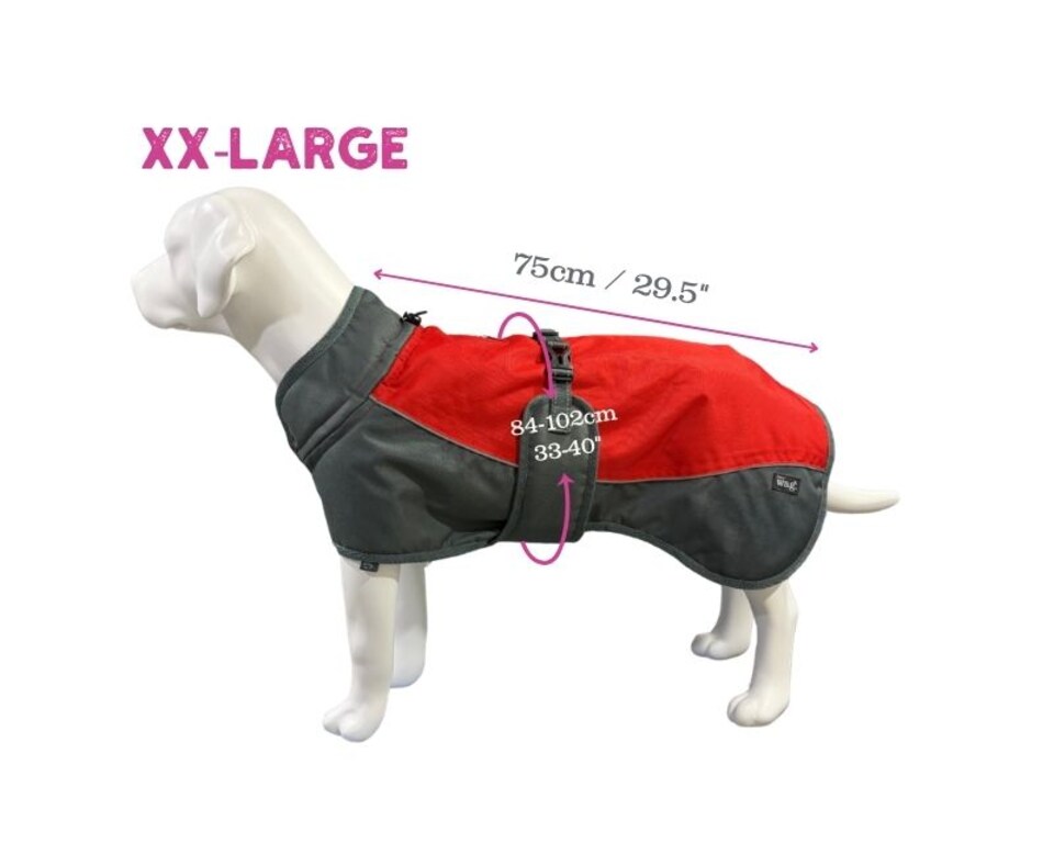 image 1 of Henry Wag Red Waterproof Dog Coat, Maximum Comfort When It's Cold And Wet, Size Medium 45cm | Red | Red and Grey | M | 1