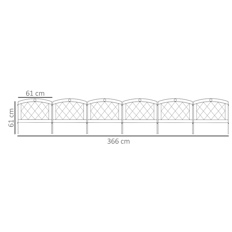 image 1 of Outsunny 6PCs Decorative Garden Fencing 24in x 12ft Metal Border Edging