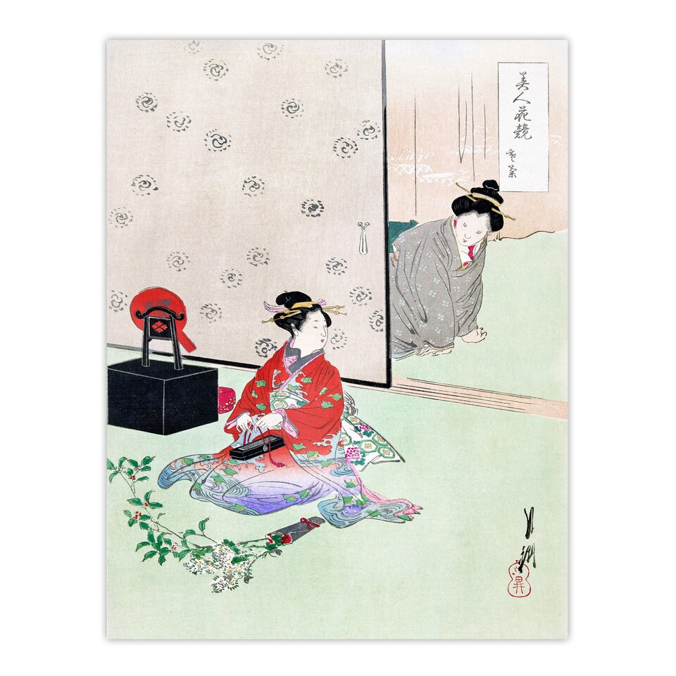 image 1 of Gekko Framed Wall Art Wrapping A Gift Beauties and Flowers Series Home Décor